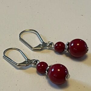 Elegant Red Beaded Earrings